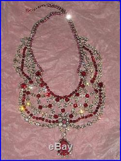 Vintage Art Deco Czech Glass Jewelry Necklace RHINESTONES, HUGE