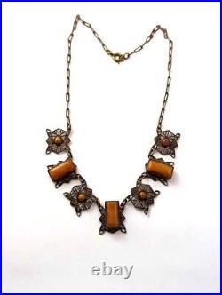 Vintage Art Deco Czech Glass Necklace, 1930's, Vintage Jewelry