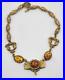 Vintage Art Deco Czech Glass Necklace Brass Tone Orange NEEDS NEW CLASP 15