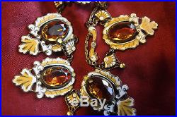 Vintage Art Deco Czech Glass and Hungarian Style Enamel Necklace & Earring Set