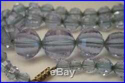 Vintage Art Deco Czech Lilac Light Purple Crystal Glass Graduated Bead Necklace