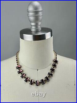 Vintage Art Deco Czech Vauxhall Purple Glass Necklace 1930s