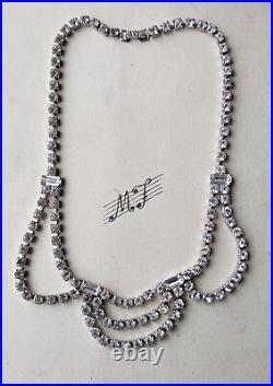 Vintage Art Deco Diamond Paste Rhinestone Swag Necklace Bridgerton Bridal Gift