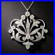 Vintage Art Deco Diamond Pendant Necklace In 925 Sterling Silver, Gift For Her