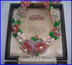Vintage Art Deco Early Miriam Haskell Glass Flower Necklace Collector Bridal
