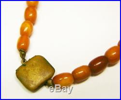 Vintage Art Deco Egg Yolk Butterscotch Amber Prayer Beads Graduated Necklace