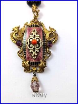 Vintage Art Deco Enamel Necklace with Dragons, 1930's, Vintage Jewelry