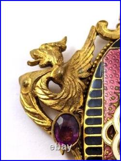 Vintage Art Deco Enamel Necklace with Dragons, 1930's, Vintage Jewelry