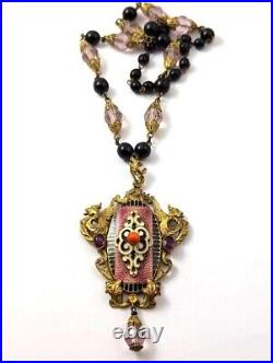 Vintage Art Deco Enamel Necklace with Dragons, 1930's, Vintage Jewelry