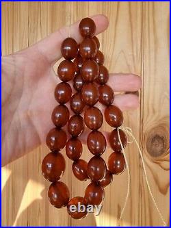 Vintage Art Deco Faturan Cherry Amber Bakelite Bead Necklace