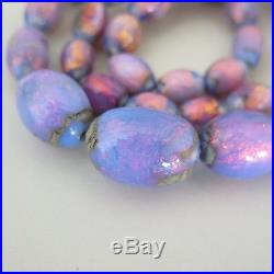 Vintage Art Deco Fiery Opal Foiled Foil Glass Bead Necklace