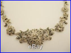 Vintage Art Deco Full Continuous Sterling Silver Marcasite necklace
