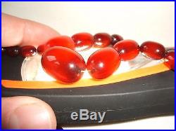Vintage Art Deco Genuine Cherry Amber Bead Necklace 28.5 Grams