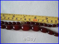 Vintage Art Deco Genuine Cherry Amber Bead Necklace 28.5 Grams