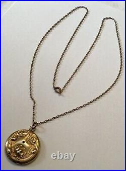 Vintage Art Deco Gold Filled Locket Pendant Necklace 3g