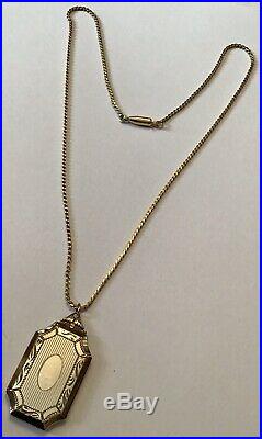 Vintage Art Deco Gold Filled Locket Pendant Necklace 6g