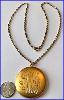 Vintage Art Deco Gold Filled Locket Pendant Necklace Ez1