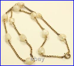 Vintage Art Deco Gold Filled Mississippi River Pearl Bead Chain Necklace 15