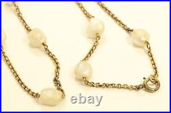 Vintage Art Deco Gold Filled Mississippi River Pearl Bead Chain Necklace 15