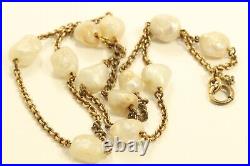 Vintage Art Deco Gold Filled Mississippi River Pearl Bead Chain Necklace 15