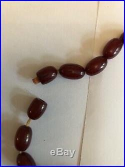 Vintage Art Deco Graduated Cherry Amber Bakelite Marble Bead Necklace 68.4grams