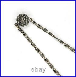 Vintage Art Deco Handmade Silver Necklace Floral Hat Shape Signed FANA 16