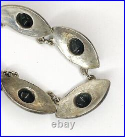 Vintage Art Deco Handmade Silver Necklace Floral Hat Shape Signed FANA 16