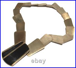 Vintage Art Deco Industrial Chrome Graduated Link Clasp Necklace