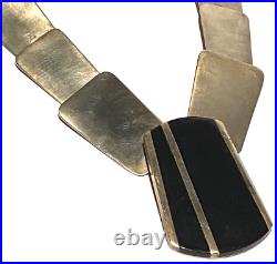 Vintage Art Deco Industrial Chrome Graduated Link Clasp Necklace