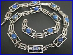 Vintage Art Deco Lapis Lazuli Rose Quartz Gemstone Double Sided Necklace 24