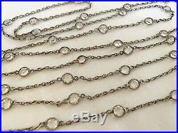 Vintage Art Deco Long Crystal Paste Glass Bezel Set Open Back Necklace