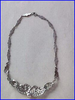 Vintage Art Deco Marcasite Sterling Silver Chocker Necklace Pearl Fabulous