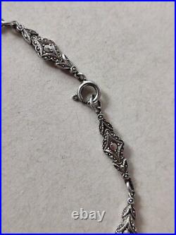 Vintage Art Deco Marcasite Sterling Silver Chocker Necklace Pearl Fabulous