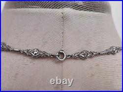 Vintage Art Deco Marcasite Sterling Silver Chocker Necklace Pearl Fabulous