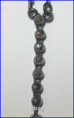 Vintage Art Deco Meyle & Mayer 935 Sterling Silver Enamel Marcasite Necklace