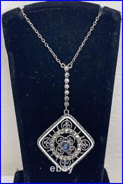 Vintage Art Deco Meyle and Mayer 935 Sterling Silver Enamel Marcasite Necklace