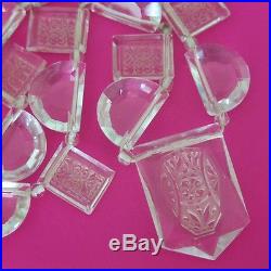 Vintage Art Deco Molded Glass Crystal Pendant Necklace