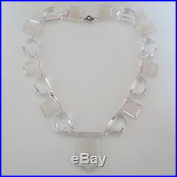 Vintage Art Deco Molded Glass Crystal Pendant Necklace