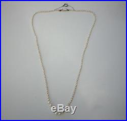 Vintage Art Deco Natural Saltwater Pearl Old Cut Diamond 48cm Necklace Certified