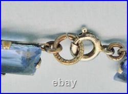 Vintage Art Deco Necklace Blue Glass Riviere Jewellery Open Back Signed Czech