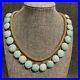 Vintage Art Deco Necklace Hubbell Glass Beads Brass Turquoise Glass Beads Choker