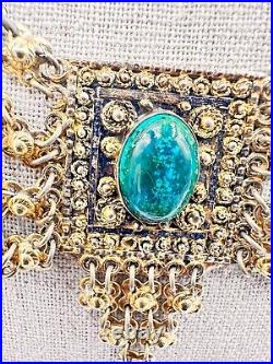 Vintage Art Deco Necklace Madein Israel Eliat Stone Necklace King Solomon Stone