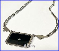 Vintage Art Deco Necklace Sterling Silver Marcasite