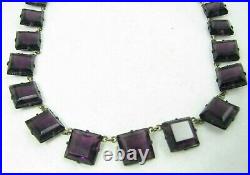 Vintage Art Deco Open Back Amethyst Purple Glass Necklace