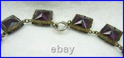 Vintage Art Deco Open Back Amethyst Purple Glass Necklace