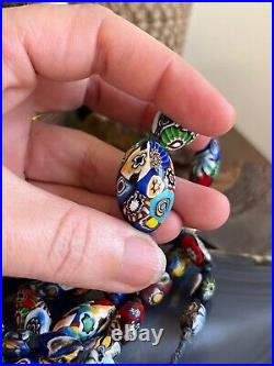 Vintage Art Deco Period Venetian Italian Murano Millefiori Glass Bead Necklace