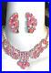 Vintage Art Deco Pink Givre Glass Rhinestone Collar Necklace Clip On Earring Set