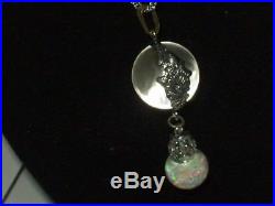 Vintage Art Deco Pools Of Light Rock Crystal Floating Opal 925 Necklace Pendant