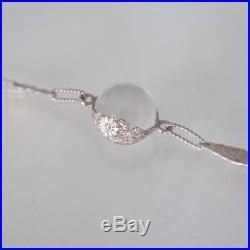 Vintage Art Deco Pools of Light Silver Rock Crystal Flower Necklace Earrings Set