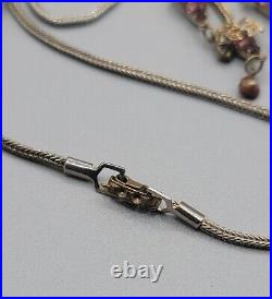 Vintage Art Deco Purple Olivine Black Crystal Pendant Necklace Silver Tone